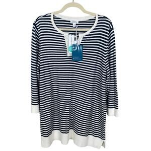 Market & Spruce Leila Split Neck tassel Pullover Sweater Size 2X NEW WITH TAGS